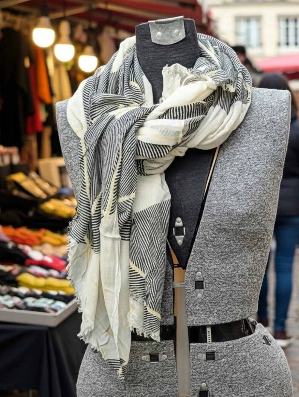 UNMADE Copenhagen 2016 Luxury Brushed Cotton Silk Shawl Wrap Gray Yellow 44